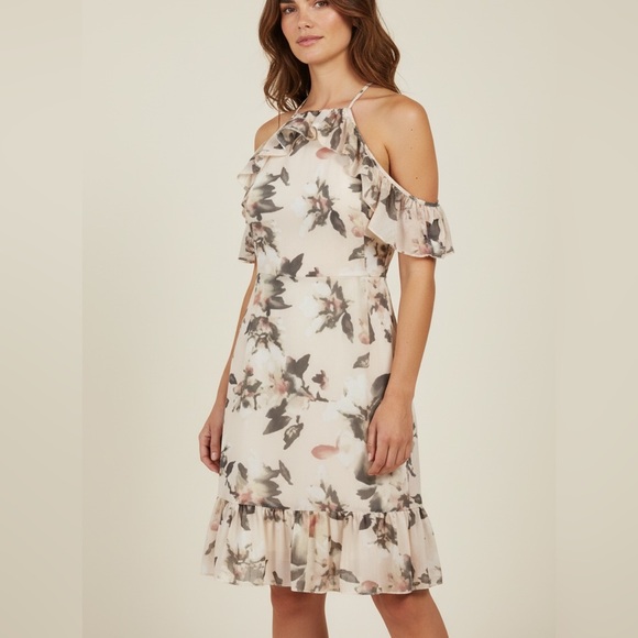 Twice Chic Boutique Dresses & Skirts - NEW•1X-3X•SOUL SUNRISE ROSA ROMANTIC FLUTTER SLEEVE DRESS